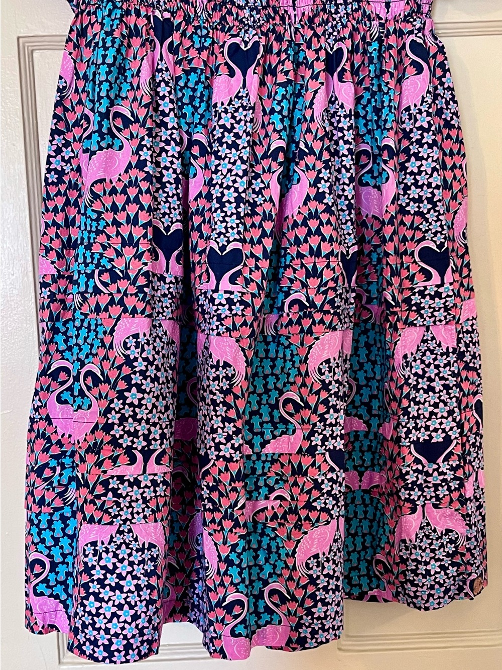 Womens sz L Simply Southern Flamingo Smocked Casual Dress - Picture 3 of 5